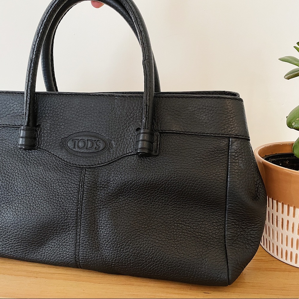 Tod’s Pebbled Leather Tote • purse • black bag